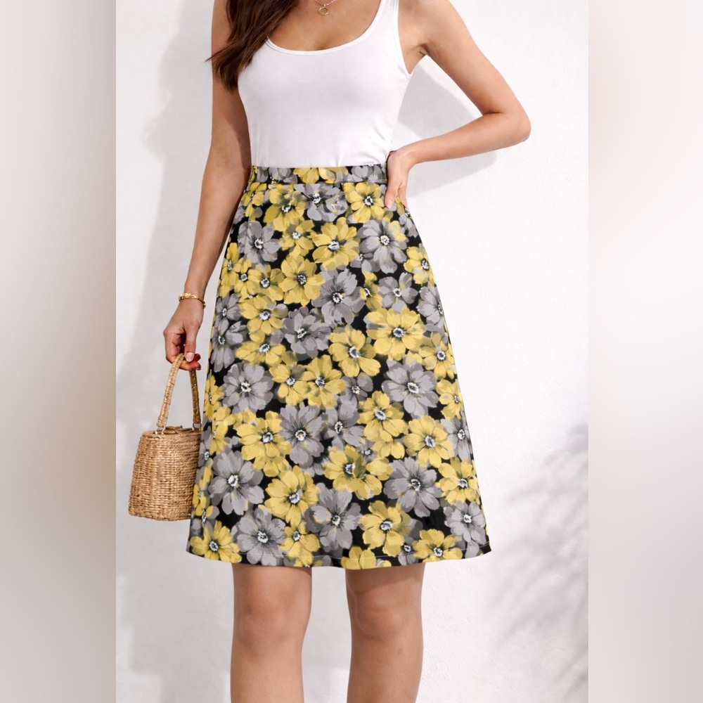 Vibrant tailored knee length skirt